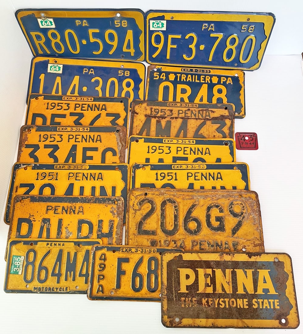 Vintage Pennsylvania License Plates Grouping (1 of 1)