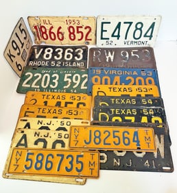 Vintage U.S. States License Plates Grouping