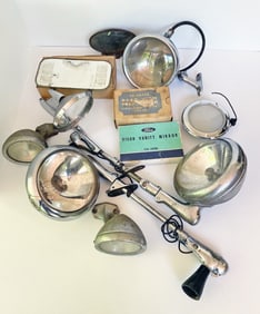 Vintage Automobile Lights and Mirrors Grouping