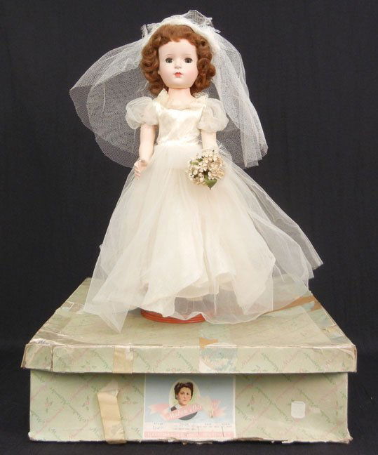 Madame Alexander Wendy Bride doll, 17 1/2", hard plasti: Madame Alexander Wendy Bride doll, 17 1/2", hard plastic, all original, in box, 1950's