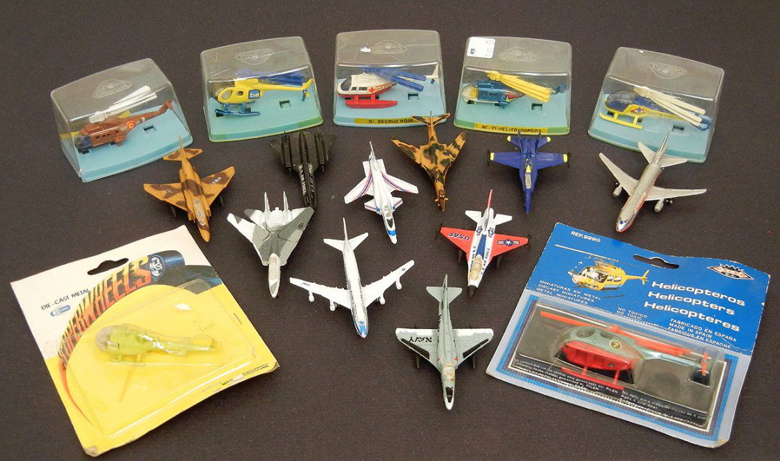 Seventeen die cast aircrafts, including five Guisval in: Seventeen die cast aircrafts, including five Guisval in cases, Pilen and Mandarin in sealed packages, Zylmex, General Dynamics, and Dyna Flites