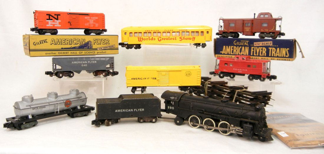 American Flyer train set, including No. 290 steam loco