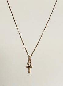 10K Gold Chain with 14K Ankh Pendant