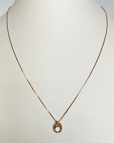 14K Gold Necklace with Mother and Child Pendant