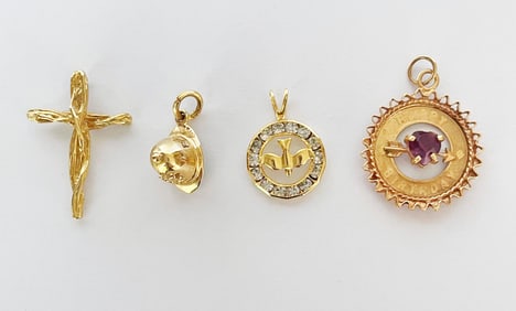 Four 14K Gold Pendants