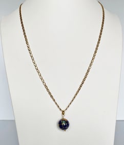 14K Gold Chain with World Globe Pendant