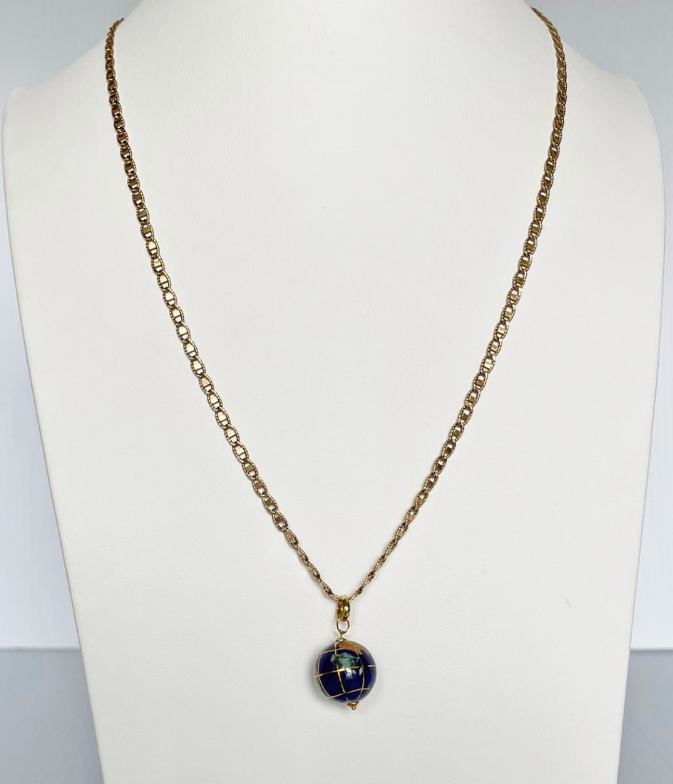 14K Gold Chain with World Globe Pendant (1 of 3)