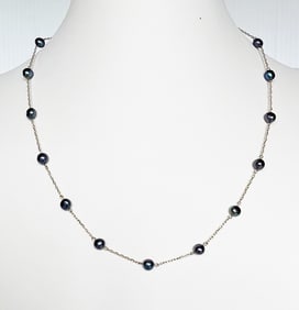 Black Pearl and 10K Gold Necklace