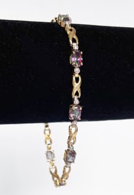 10K Gold Diamond and Colored Stone Bracelet
