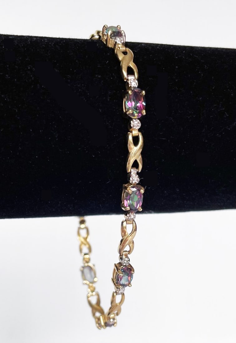 10K Gold Diamond and Colored Stone Bracelet (1 of 2)