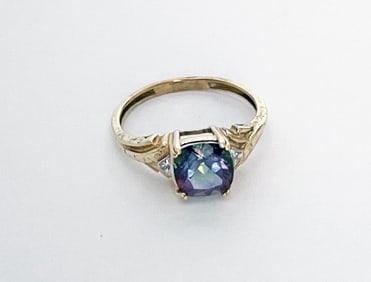 10K Gold Colored Stone Ring