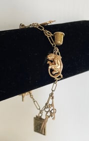 10K Gold Charm Bracelet with Charms