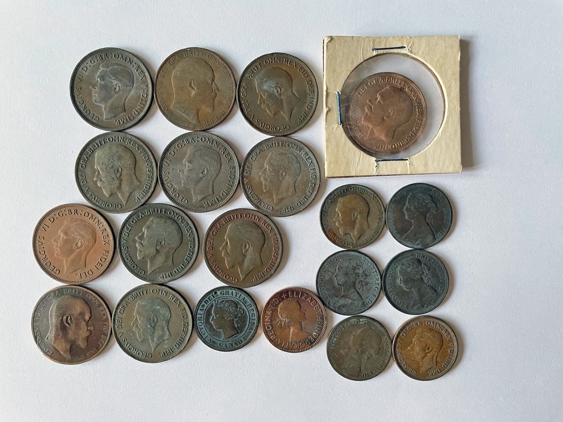 Lot of Early Foreign Pennies: From Canada and Great Britain. Late 19th and early 20th C.