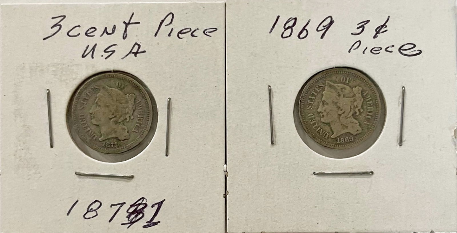 1869 & 1871 Three Cent Pieces (1 of 2)