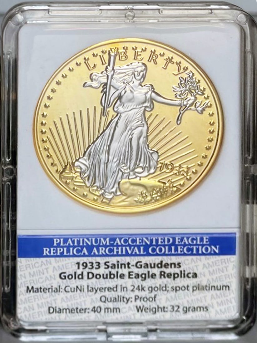 1933 Gold Double Eagle Platinum Accented Replica (1 of 2)