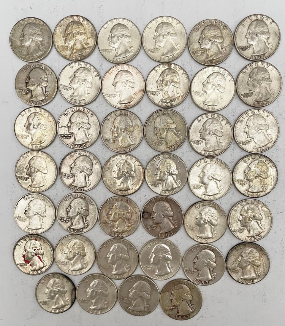 Forty Silver Washington Quarters (1 of 2)