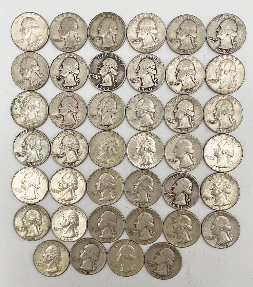 Forty Silver Washington Quarters (1 of 2)