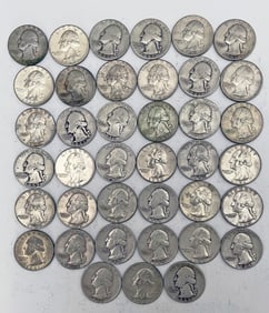 Thirty-Nine Silver Washington Quarters