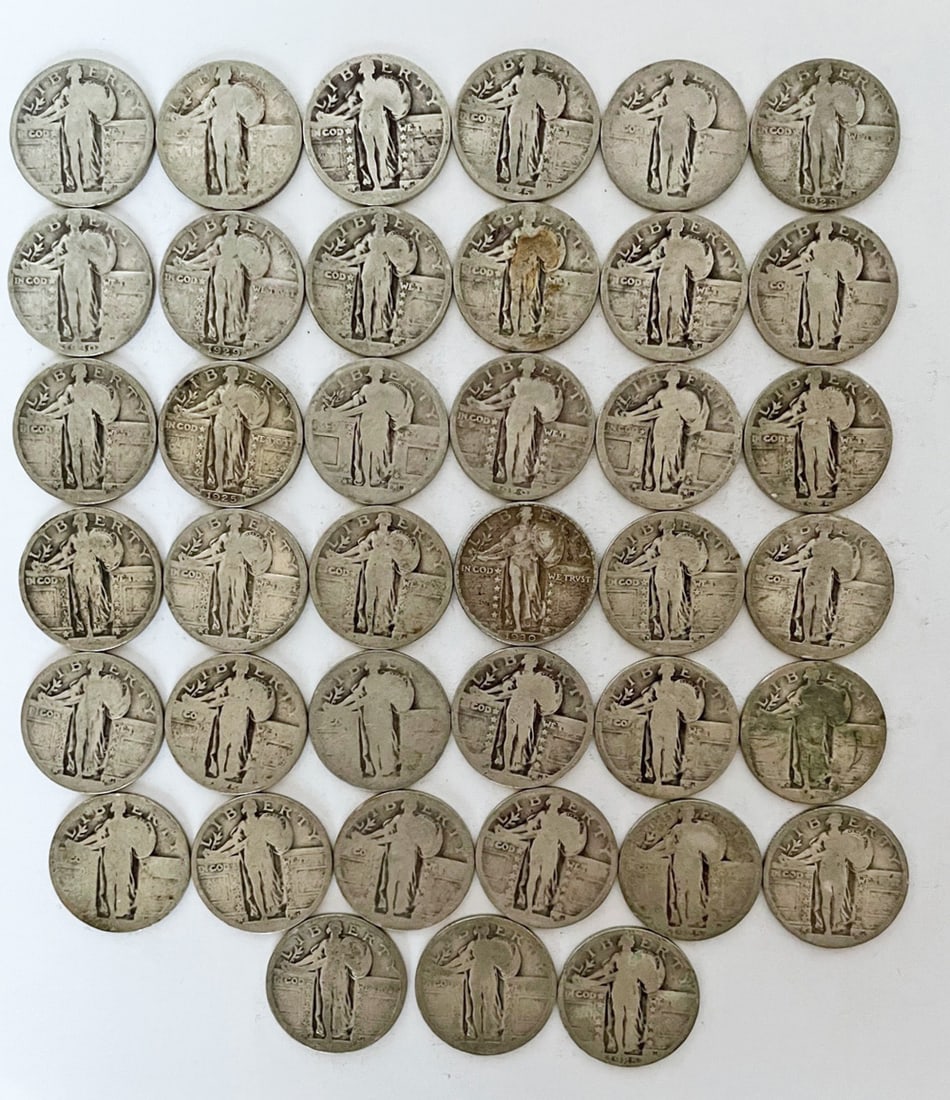 Thirty-Nine Standing Liberty Quarters.: Various dates