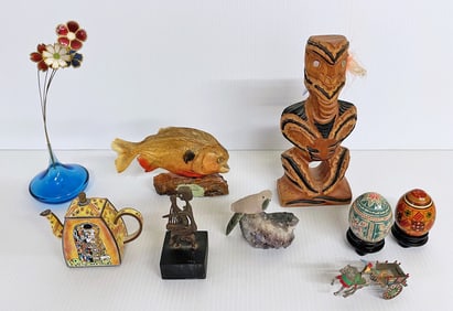 Nine Piece Miniatures and Figural Grouping