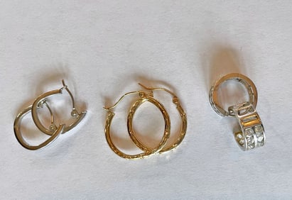 Three Pairs of 14k Gold Hoop Earrings