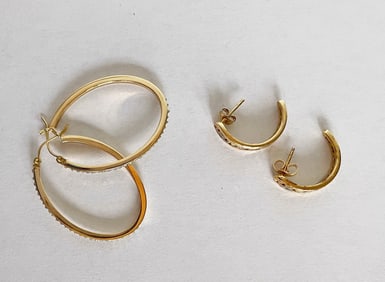 Two Pairs of 14k Gold Earrings