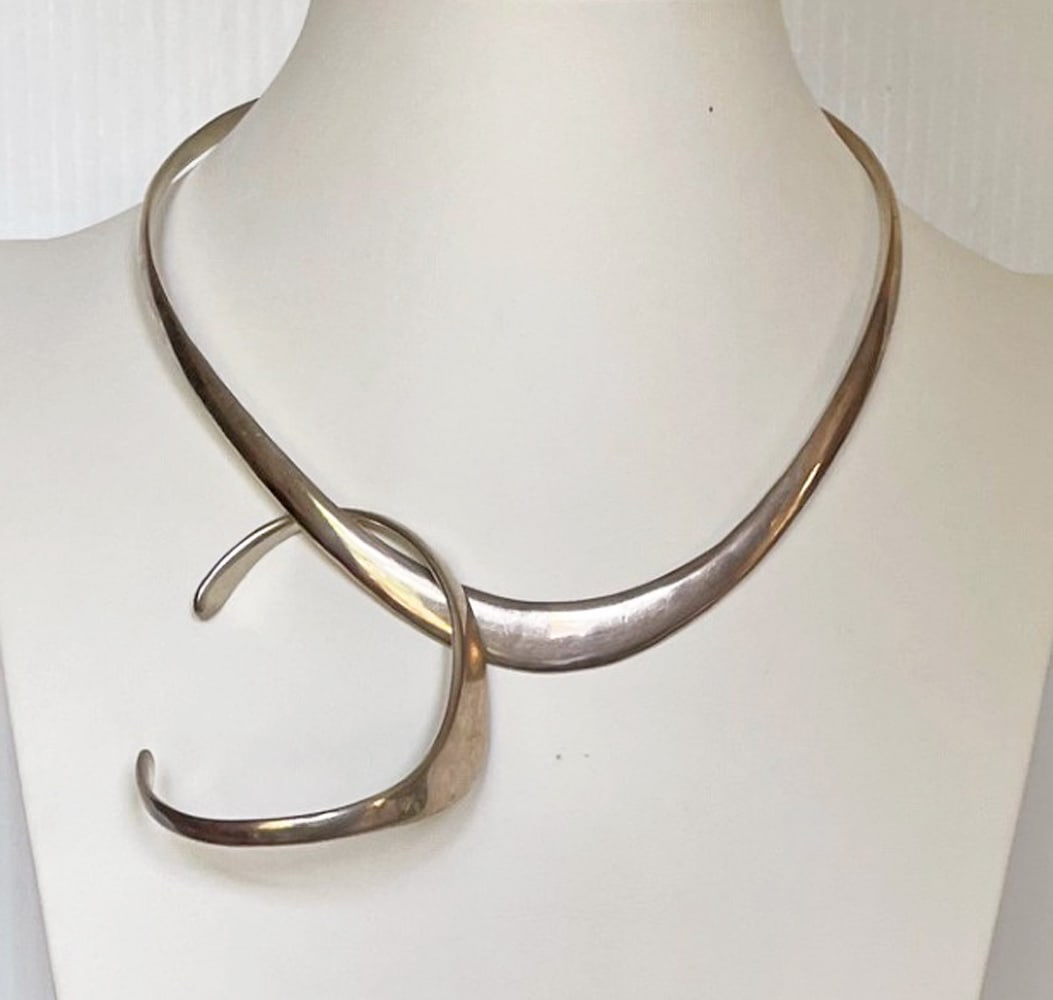 Mexico Jondell Sterling Silver Collar Choker Necklace and Cuff Bracelet (1 of 2)