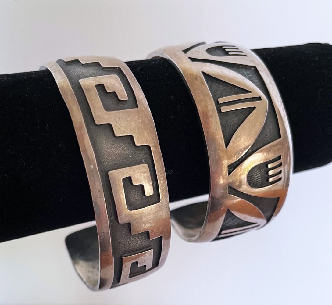 Two Native American Sterling Cuff Bracelets (1 of 2)