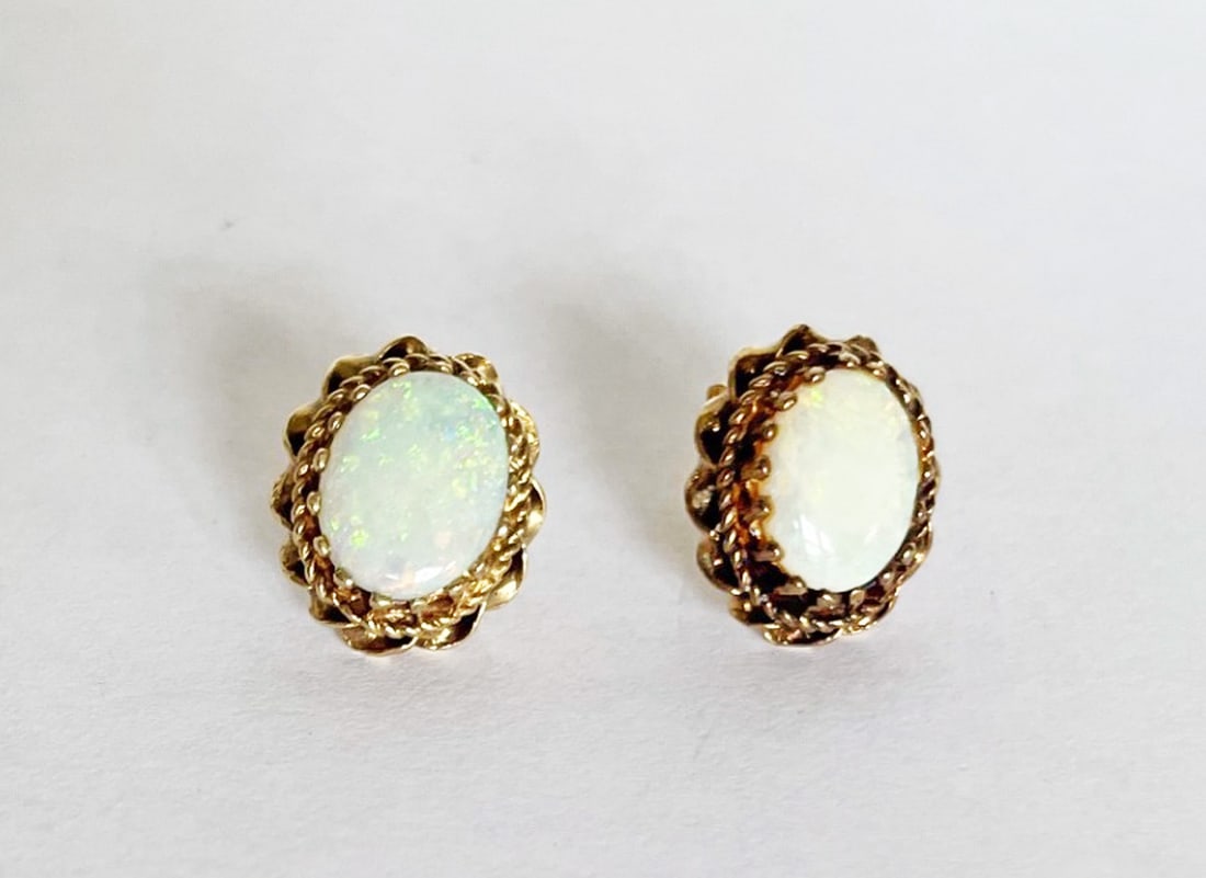 Pair of 14K Gold Opal Earrings (1 of 2)