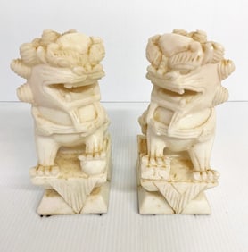 Pair of Chinese Hardstone Foo Dog Figures