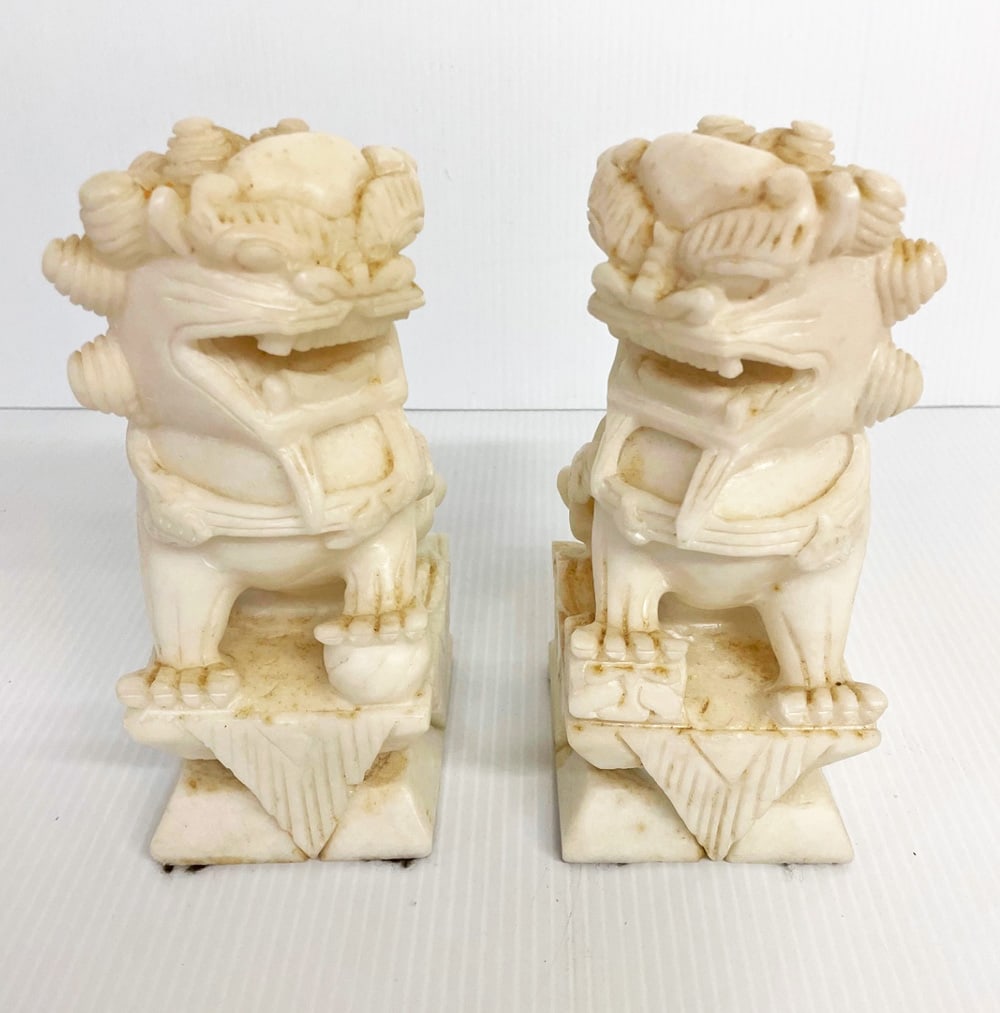 Pair of Chinese Hardstone Foo Dog Figures (1 of 3)