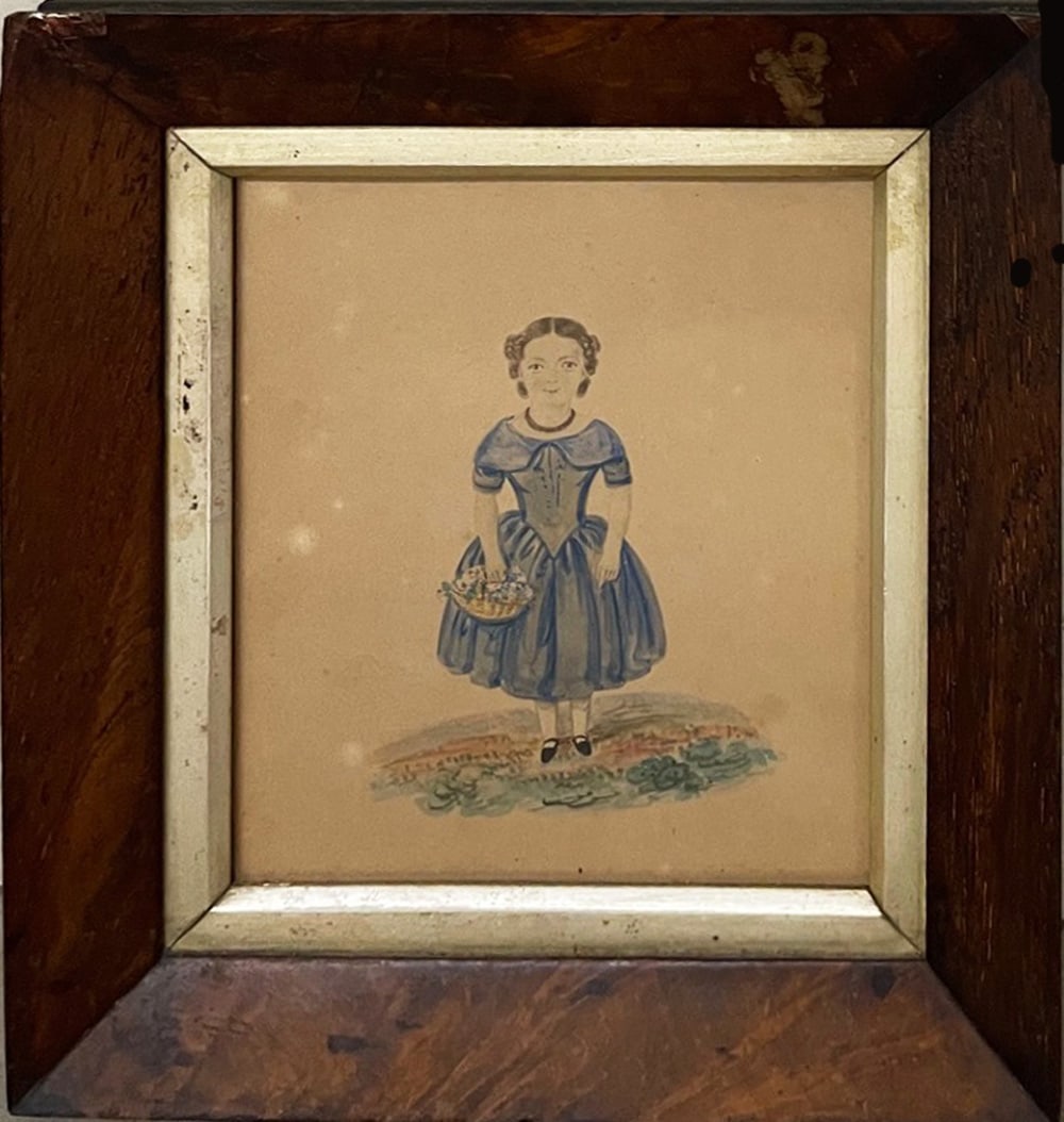 Antique American Folk Art Schoolgirl's Drawing (1 of 2)