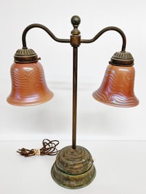 Student Lamp with Donald Carlson Art Glass Shades