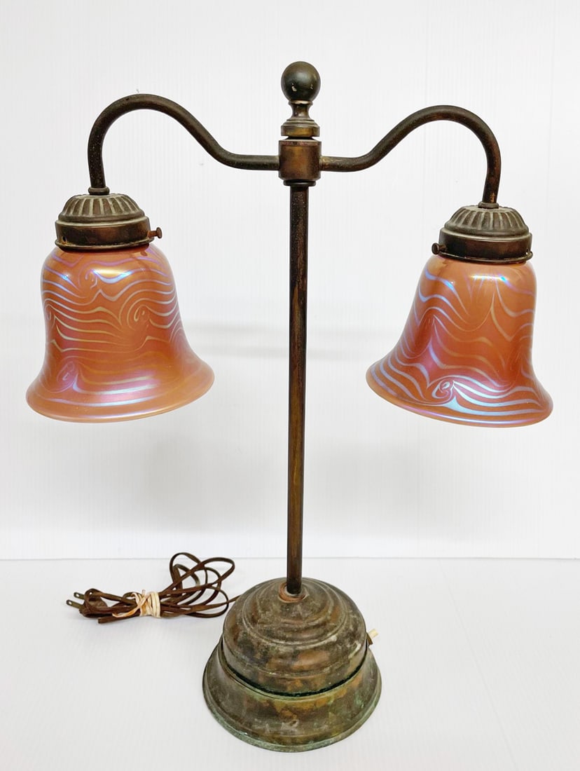 Student Lamp with Donald Carlson Art Glass Shades (1 of 2)