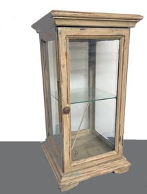 Distressed Painted Wood Display Cabinet