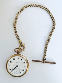 Waltham Gold Filled Pocket Watch with Watch Chain