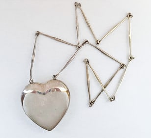 Georg Jensen Sterling Silver Necklace with Large Heart Pendant