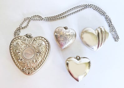 Four Sterling Silver Hearts