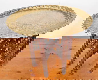Middle Eastern Brass Tray Table