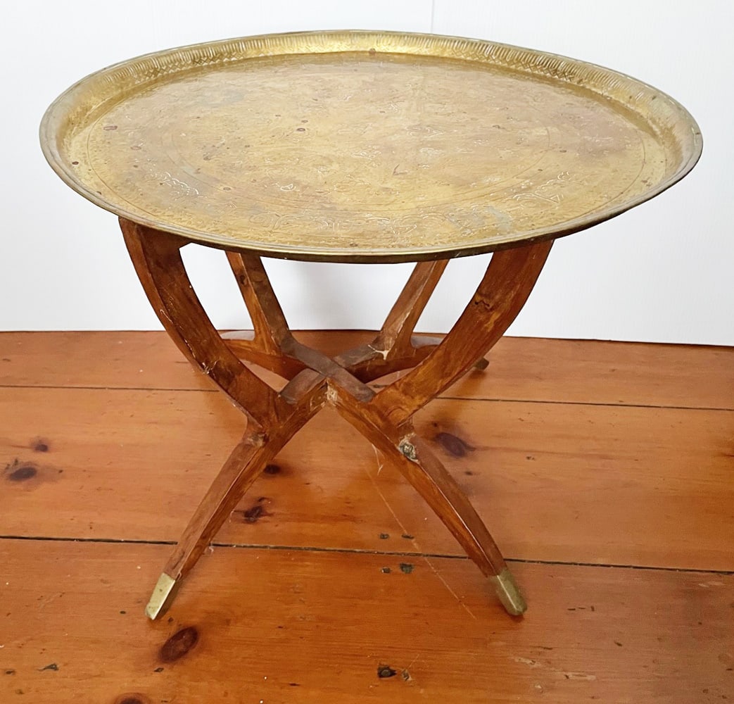 Middle Eastern Brass Tray Table (1 of 2)