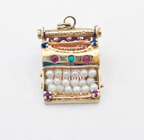 10k Gold Jeweled Typewriter Charm