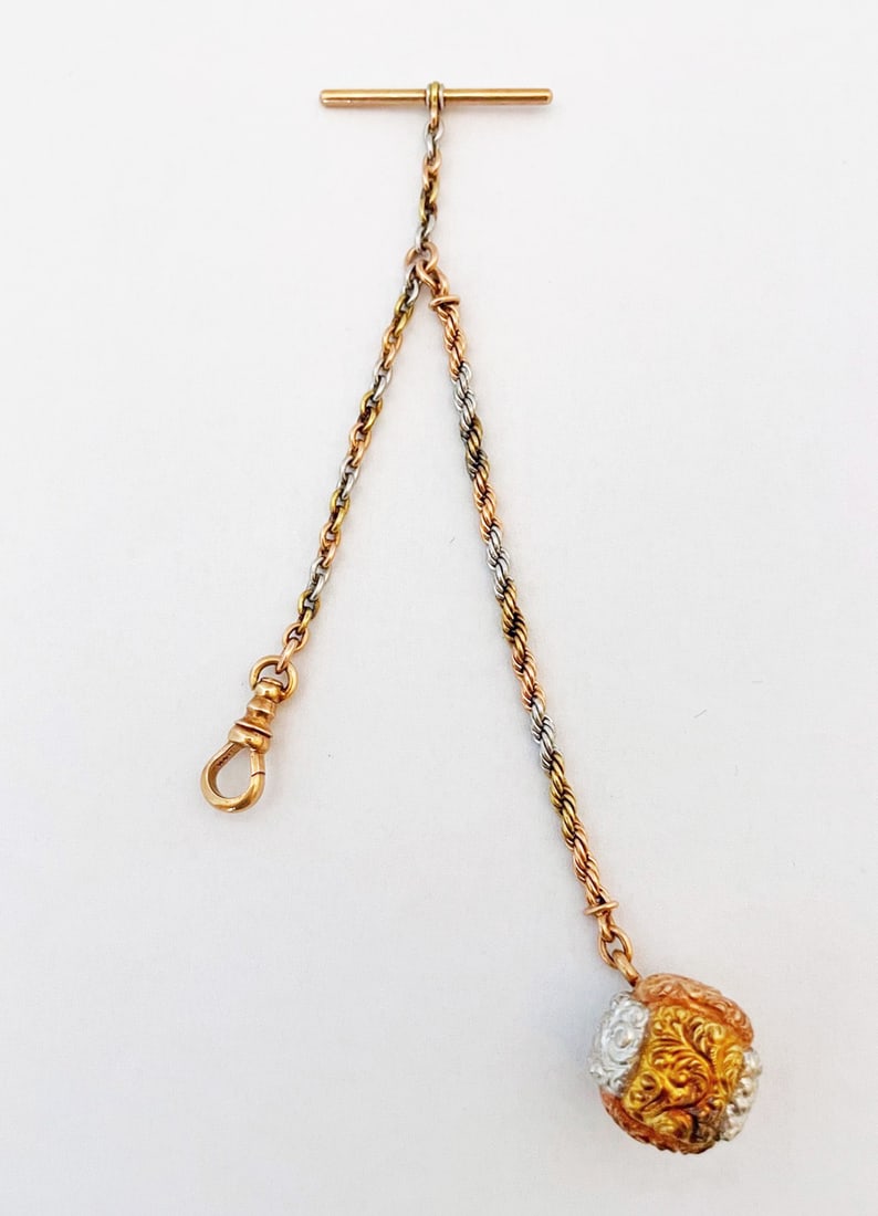 Victorian 14k Gold Watch Chain with Fob (1 of 3)