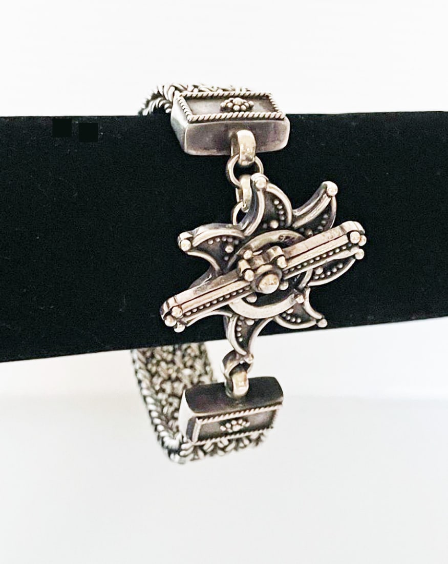 Woven Sterling Silver Toggle Bracelet (1 of 3)