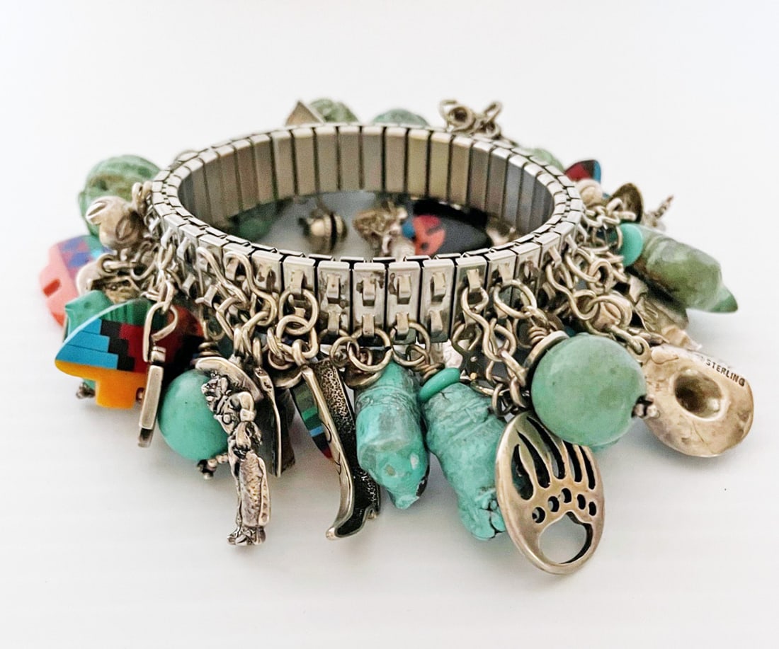 Sterling Silver Turquoise Charm Bracelet (1 of 4)