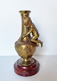 Gilt Iron Figural Bottle on Marble Base