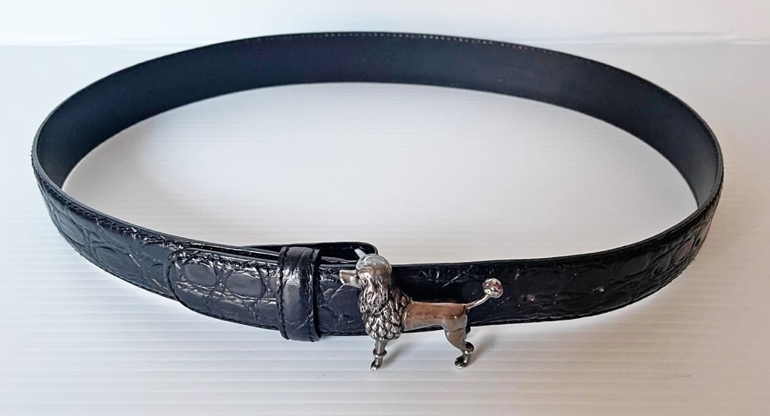 Lyn Gaylord Leather Belt with Sterling Silver Poodle Buckle (1 of 4)
