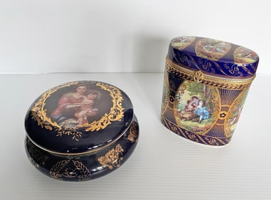 Two Porcelain Dresser Boxes