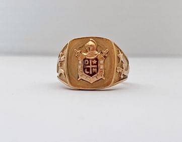 Vintage Knights Templar Demolay 10k Gold Ring
