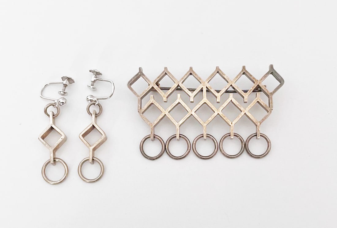 Jorma Laine Finland 830 Silver Brooch and Earrings (1 of 2)