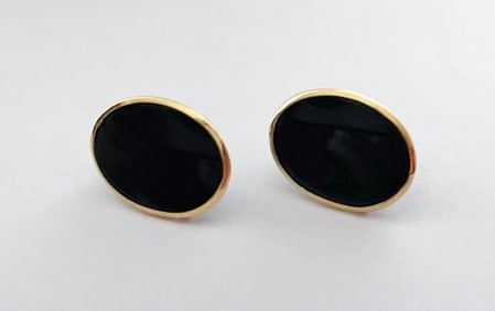 14k Gold Black Onyx Earrings
